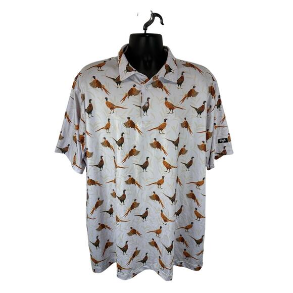 Waggle Golf Polo Pheasants Print Size 3XL Performance Stretch - Picture 1 of 9